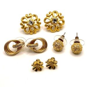 Vintage Estate Jewelry Lot of Four Pairs of Earrings  70's 80's 90's ✨ F021